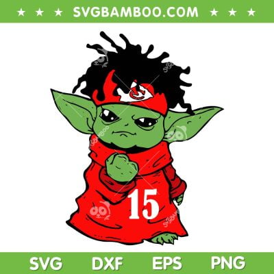 Baby Yoda Mahomes 15 SVG PNG, Yoda Grogu Chiefs Football SVG, NFL Football DXF SVG PNG EPS