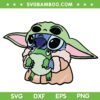 Baby Yoda Stitch SVG PNG, Grogu Hug Frog Doll SVG, Baby Yoda With Stitch DXF SVG PNG EPS