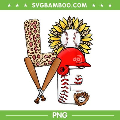 Baseball Apparel Love Leopard PNG, Baseball Sunflower PNG, Love Baseball PNG