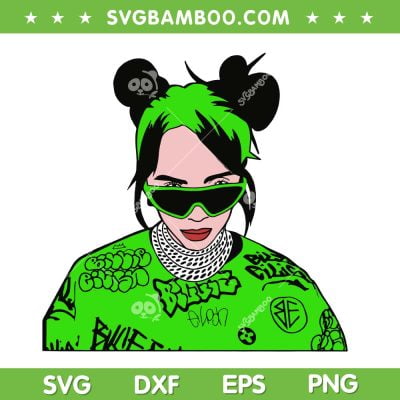 Billie Eilish SVG PNG, Green Billie Eilish With Glasses SVG, Green Billie Green Hair DXF SVG PNG EPS Billie Eilish SVG PNG, Green Billie Eilish With Glasses SVG, Green Billie Green Hair DXF SVG PNG EPS