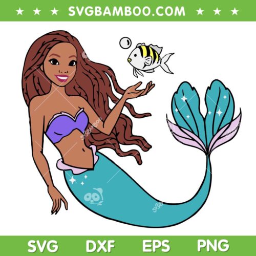 Black Ariel SVG PNG, The Little Mermaid African SVG, Disney Little Mermaid DXF SVG PNG EPS