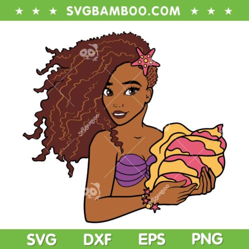 Black The Little Mermaid SVG PNG, Ariel Black SVG, Black Woman DXF SVG PNG EPS