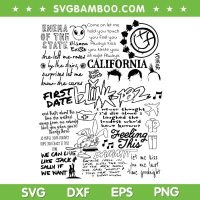 Blink 182 World Tour 2023 SVG PNG, Blink 182 Band SVG, Music Tour 2023 DXF SVG PNG EPS