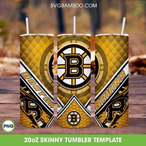 Boston Bruins Football Tumbler Template PNG, NHL Logo Boston Bruins Tumbler Wrap PNG, Sport Logo Tumbler 20oz Skinny PNG