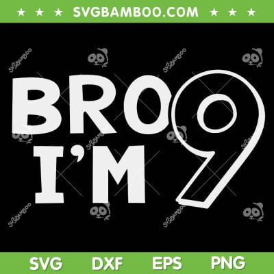 Bro I'm 9 Year Old SVG PNG, 9th Birthday Kids Boys SVG, Bro Im Ninth DXF SVG PNG EPS