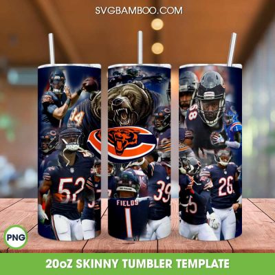 Chicago Bears Football Teams Tumbler Wrap, Chicago Bears Logo Tumbler Template Sublimation, NFL Bears 20oz Skinny Tumbler PNG