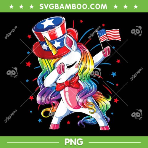 Dabbing Unicorn 4th Of July PNG, America Dabbing Unicorn PNG, American Flag Unicorn PNG