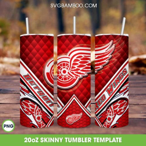 Detroit Red Wings Tumbler Template PNG, Logo Detroit Red Wings Tumbler Wrap PNG, Red Wings Football Tumbler 20oz Skinny PNG