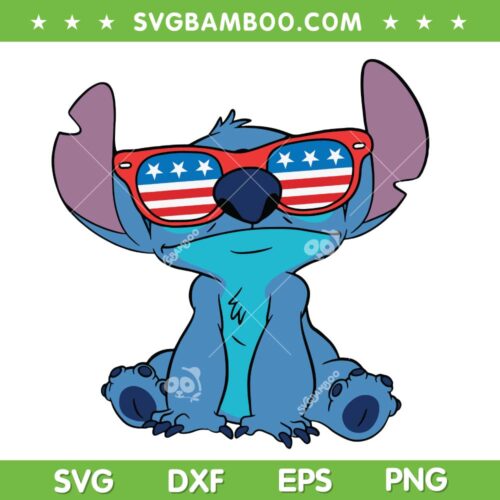 Disney Stitch 4th Of July Sunglasses SVG PNG, Funny Lilo And Stitch Patriotic SVG, Stitch American Flag DXF SVG PNG EPS