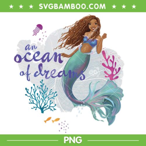 Disney The Little Mermaid Ocean Of Dreams PNG, Black Ariel Portrait PNG, An Ocean Of Dreams PNG