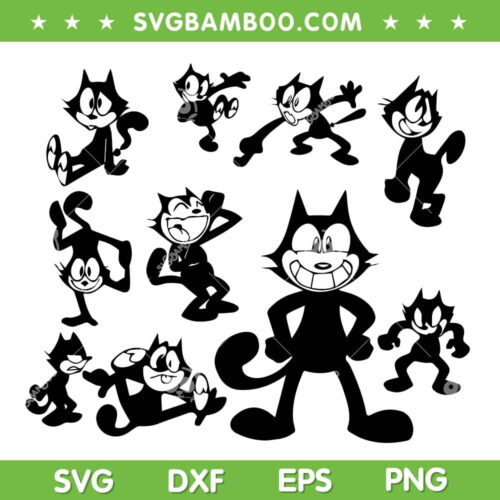 Felix The Cat SVG Bundle, Felix Cartoon SVG Bundle, Felix The Cat Logo DXF SVG PNG EPS