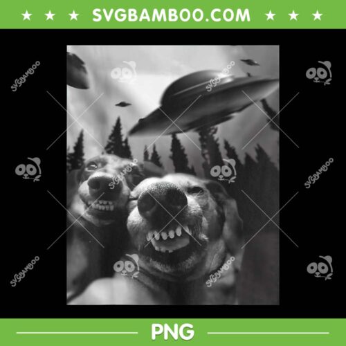 Funny Dogs Selfie With UFO PNG, Dog With Ailen UFO PNG, Flying UFO PNG