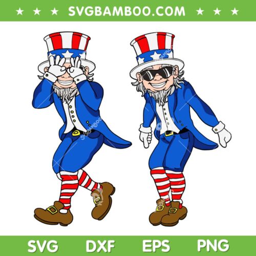 Funny Uncle Sam Griddy Dance SVG, 4th Of July Dabbing Uncle Sam SVG, Independence Day DXF SVG PNG EPS