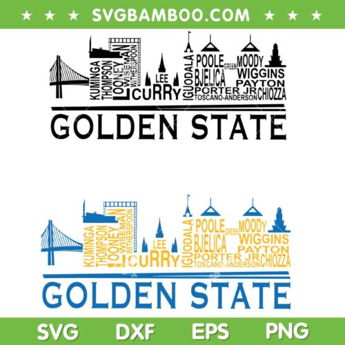 Golden State City SVG PNG, Warriors Player Name SVG, Golden State Warriors DXF SVG PNG EPS