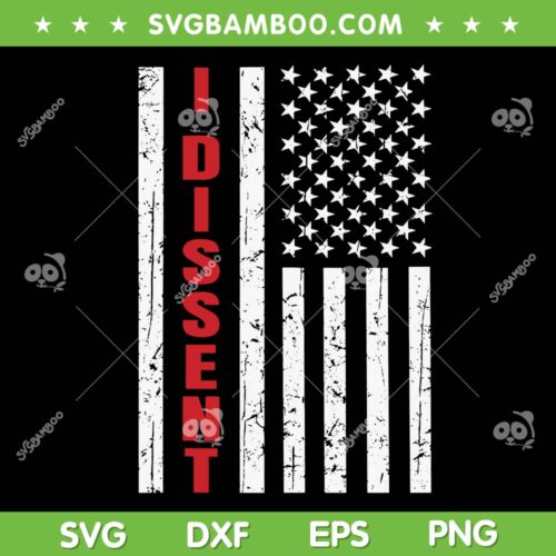 I Dissent American Flag SVG PNG, Ruth Bader Ginsburg Feminist SVG, Distressed Flag DXF SVG PNG EPS