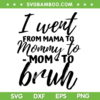 I Went From Mom Bruh SVG PNG, Funny Mothers Day Quote SVG, Quote Mothers Day DXF SVG PNG EPS