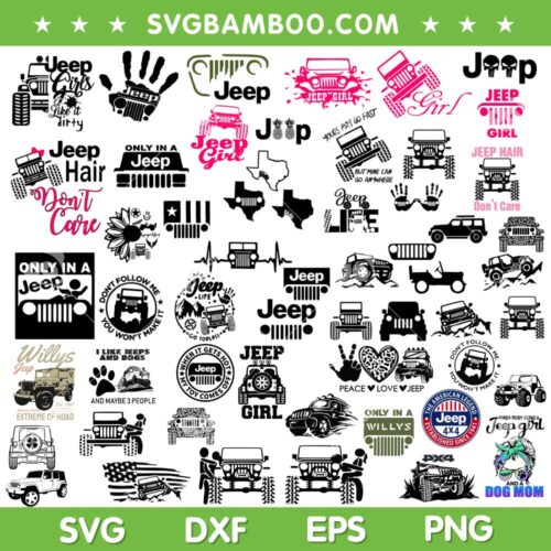 Jeep Car SVG Bundle, 100 Files Jeep SVG Bundle, Only In A Jeep DXF SVG PNG EPS