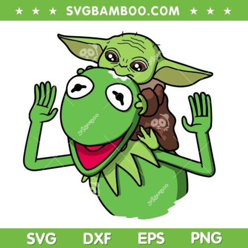 Kermit And Baby Yoda SVG PNG, Star Wars Cute Grogu SVG, Cute Baby Yoda DXF SVG PNG EPS