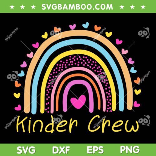 Kinder Crew Rainbow SVG PNG, Kindergarten Teacher Heart SVG, Rainbow Heart DXF SVG PNG EPS