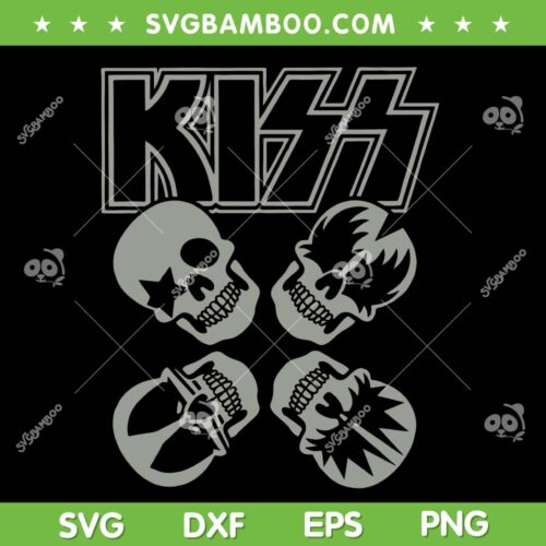 Kiss Band SVG PNG, Skulls Rock Band SVG, Kiss Rock Logo Band DXF SVG PNG EPS