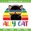 LGBT Ally Cat SVG PNG, Be Kind Gay Rainbow Cat SVG, Funny Black Cat DXF SVG PNG EPS