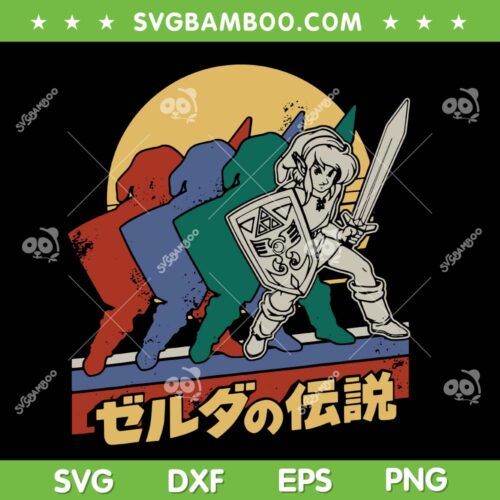 Legend Of Zelda SVG PNG, Retro Link Kanji Portrait SVG, Game Characters DXF SVG PNG EPS