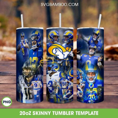Los Angeles Rams Football Team 20oz Skinny Tumbler PNG, Rams Logo Tumbler Wrap, NFL Football Tumbler Template Sublimation