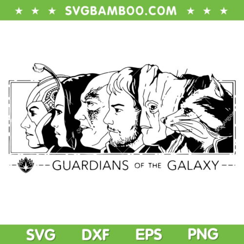 Marvel Guardians Of The Galaxy Vol 3 Comic SVG PNG, Black And White Guardians Galaxy SVG, Marvel Guardians DXF SVG PNG EPS