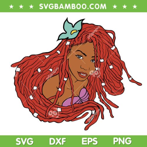 Mermaid Black Woman SVG PNG, Melanin Ariel SVG, Black Mermaid DXF SVG PNG EPS