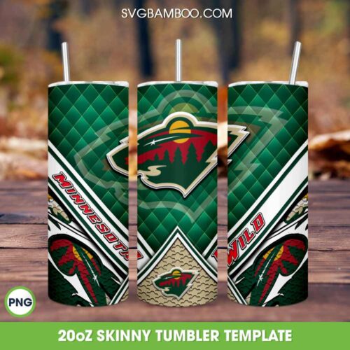 NHL Minnesota Wild Tumbler Template PNG, Minnesota Wild Logo Tumbler Wrap PNG, NHL Logo Tumbler 20oz Skinny PNG