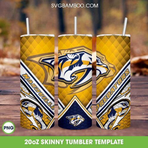Nashville Predators Football Tumbler Template PNG, Nashville Predators Logo Tumbler Wrap PNG, NHL Sports Tumbler 20oz Skinny PNG