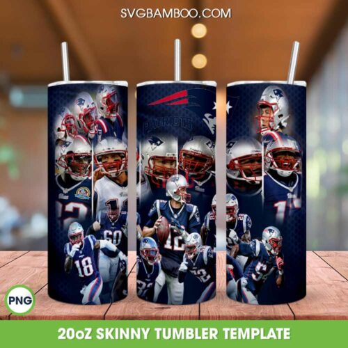 New England Patriots Team Skinny Tumbler Wrap, Patriots Football Logo Tumbler Template Sublimation, Sport Football 20oz Skinny Tumbler PNG