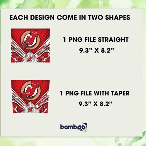 New Jersey Devils Tumbler 20oz Skinny PNG, NHL New Jersey Devils Tumbler Wrap PNG, NJ Devils Logo Tumbler Template PNG