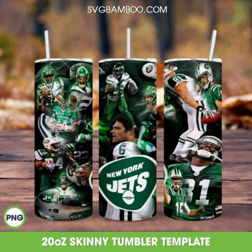 New York Jets Football Team 20oz Skinny Tumbler PNG, NFL Team New York Jets Logo Tumbler Wrap, Football Team Tumbler Template Sublimation