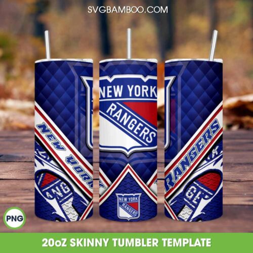 New York Rangers Tumbler 20oz Skinny PNG, NHL New York Rangers Tumbler Wrap PNG, NY Rangers Tumbler Template PNG