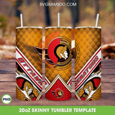 Ottawa Senators Football Tumbler 20oz Skinny PNG, NHL Ottawa Senators Tumbler Wrap PNG, Hockey Logo Tumbler Template PNG