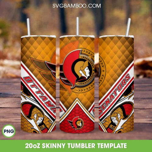 Ottawa Senators Football Tumbler 20oz Skinny PNG, NHL Ottawa Senators Tumbler Wrap PNG, Hockey Logo Tumbler Template PNG