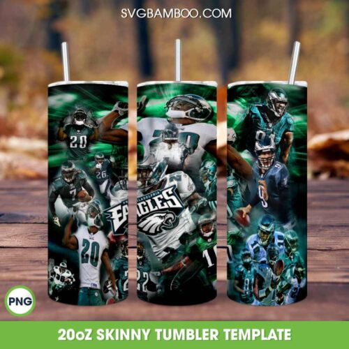 Philadelphia Eagles Football Team 20oz Skinny Tumbler PNG, NFL Philadelphia Eagles Tumbler Wrap, Football Logo Tumbler Template Sublimation