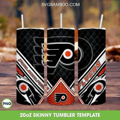 NHL Philadelphia Flyers Tumbler 20oz Skinny PNG, Philadelphia Flyers Logo Tumbler Wrap PNG, Sports Logo Tumbler Template PNG
