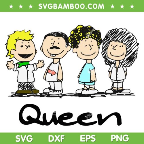 Queen Band Chibi SVG PNG, Rock Band Queen SVG, Queen Band Peanuts Characters DXF SVG PNG EPS