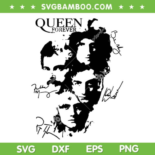 Queen Band SVG PNG, Freddie Mercury Brian May Roger Taylor And John Deacon SVG, Queen Rock Band DXF SVG PNG EPS