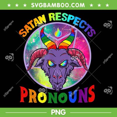 Satan Respects Pronouns PNG, Satan LGBTQ Flag PNG, LGBT Pride PNG, Pronouns LGBT PNG