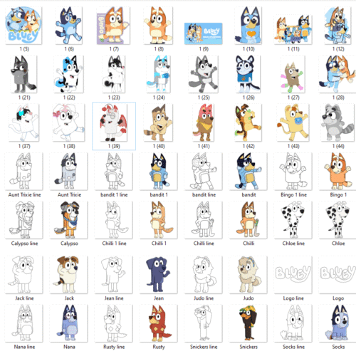 Bluey SVG Bundle, 750 Files Bluey Cartoon SVG Bundle, Bluey Cartoon Dog DXF SVG PNG EPS Bluey SVG Bundle 3