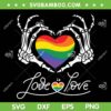 Skeleton Heart Love Is Love SVG PNG, LGBT Rainbow Lover SVG, Skeleton Love LGBT DXF SVG PNG EPS