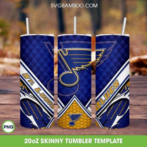 NHL St Louis Blues Tumbler 20oz Skinny PNG, St Louis Blues Football Tumbler Wrap PNG, St Louis Hockey Tumbler Template PNG