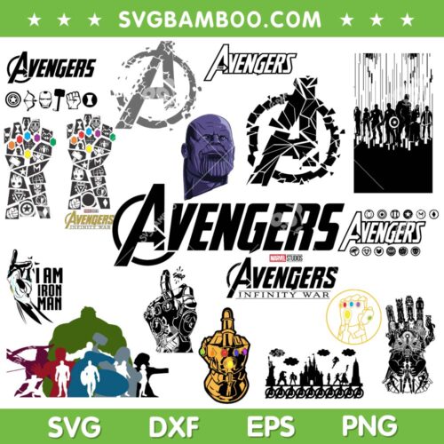 Thanos Gauntlet SVG Bundle, Marvel Avengers Logo SVG Bundle, Avengers Infinity War DXF SVG PNG EPS