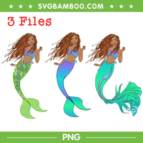 The Little Mermaid African PNG, 3 Files Princess Black Ariel PNG, Black Mermaid PNG