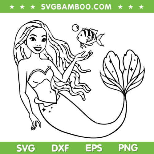 The Little Mermaid SVG PNG, African American Princess SVG, Ariel Little Mermaid DXF SVG PNG EPS