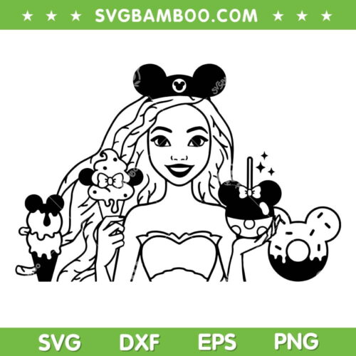 The Little Mermaid Snacks SVG PNG, Disney Black Ariel Princess Snacks SVG, Disneyland Snacks DXF SVG PNG EPS