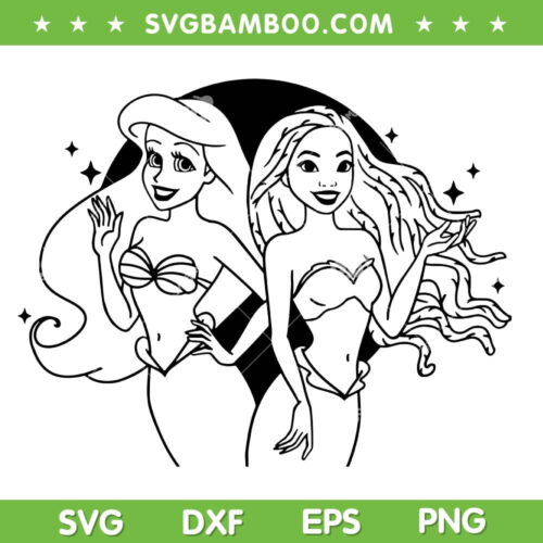 The Little Mermaid African American SVG PNG, Ariel Princess SVG, Black Ariel DXF SVG PNG EPS